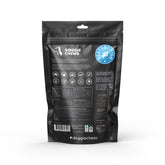Back of Doggie Chews Fish Skin Knots dog treat pack showing ingredients and nutritional info.